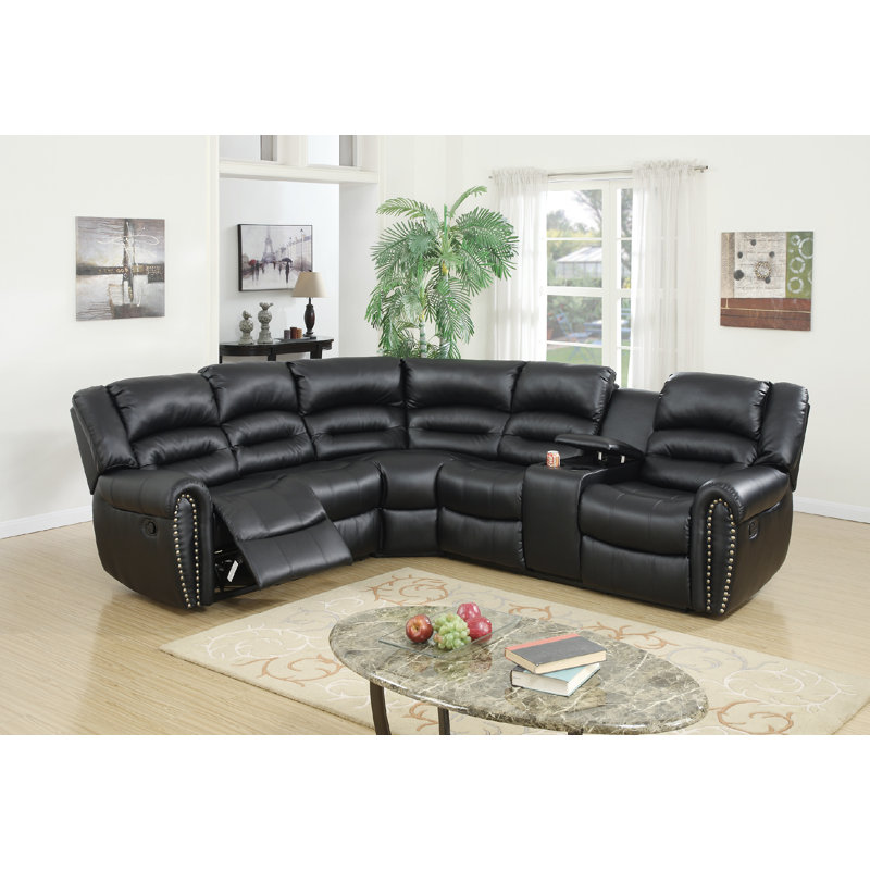 Darby Home Co Finck 3 Piece Vegan Leather Reclining Sectional Wayfair